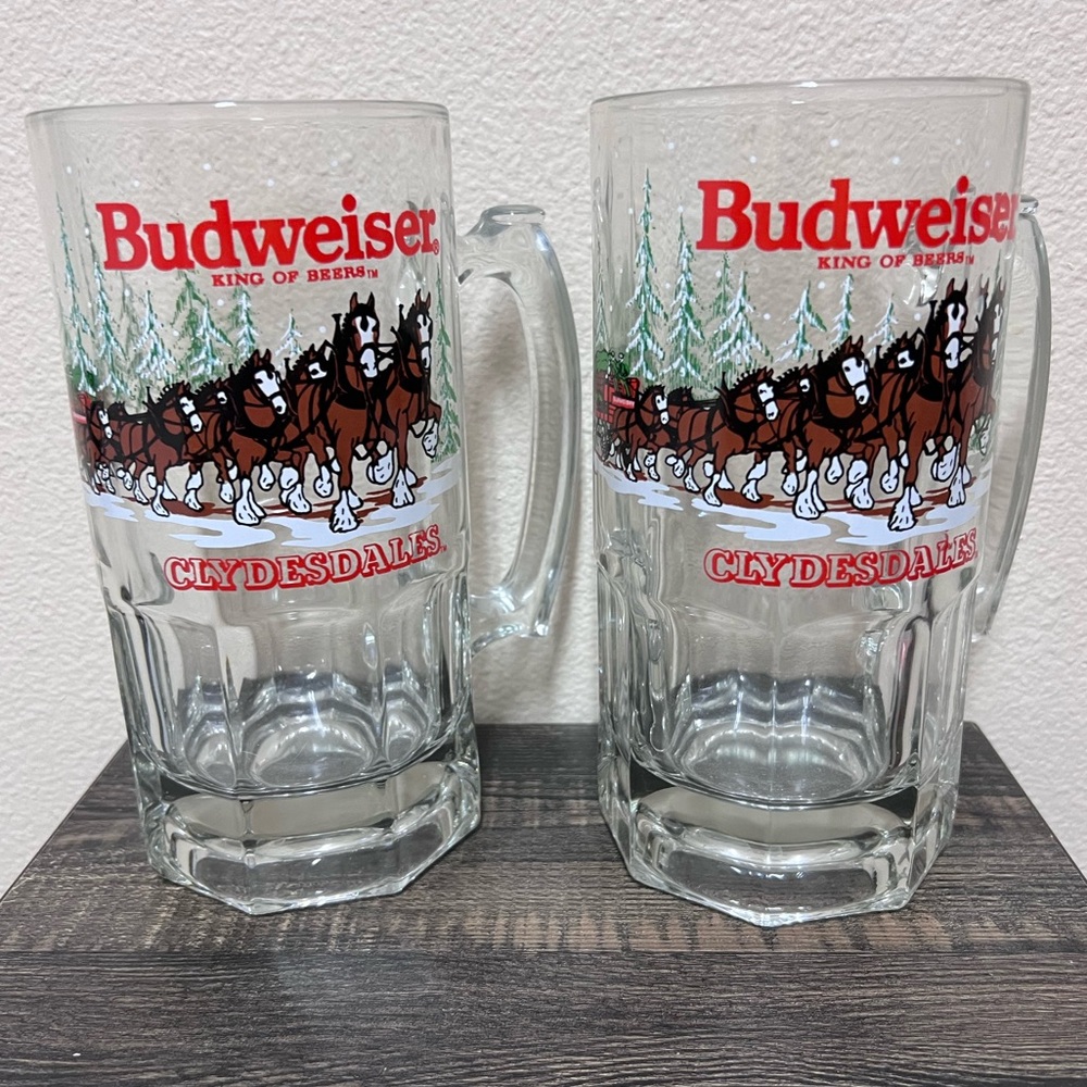 Budweiser Glass Beer Mug King of Beers Clydesdales Anheuser Busch 1988 Vintage